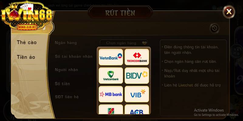 Nhiều người chơi chọn rút tiền IWIN68 qua ngân hàng